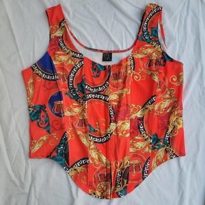 Red patterned corset in 1XL